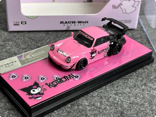 PORSCHE RWB 964 KOROMI LIVERY PINK BLACK 1/64 DIECAST CAR BY