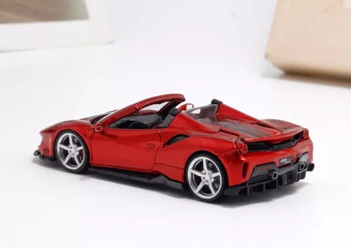 FERRARI 488 PISTA SPIDER WINE RED SILVER WHEELS 299 MADE 1/64