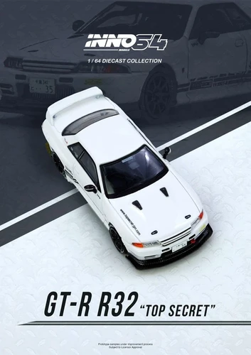 NISSAN SKYLINE VR32 GT-R TOP SECRET WHITE 1/64 DIECAST CAR BY INNO