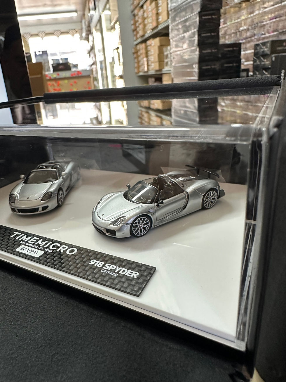 Thumbnail: PORSCHE 918 SPYDER & CARRERA GT SILVER 2 PACK 1/64 DIECAST CAR BY TIME MICRO