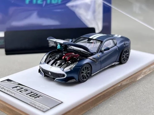 FERRARI F12 TDF TOUR DE FRANCE METALLIC HOOD OPENS 1/64 CAR BY