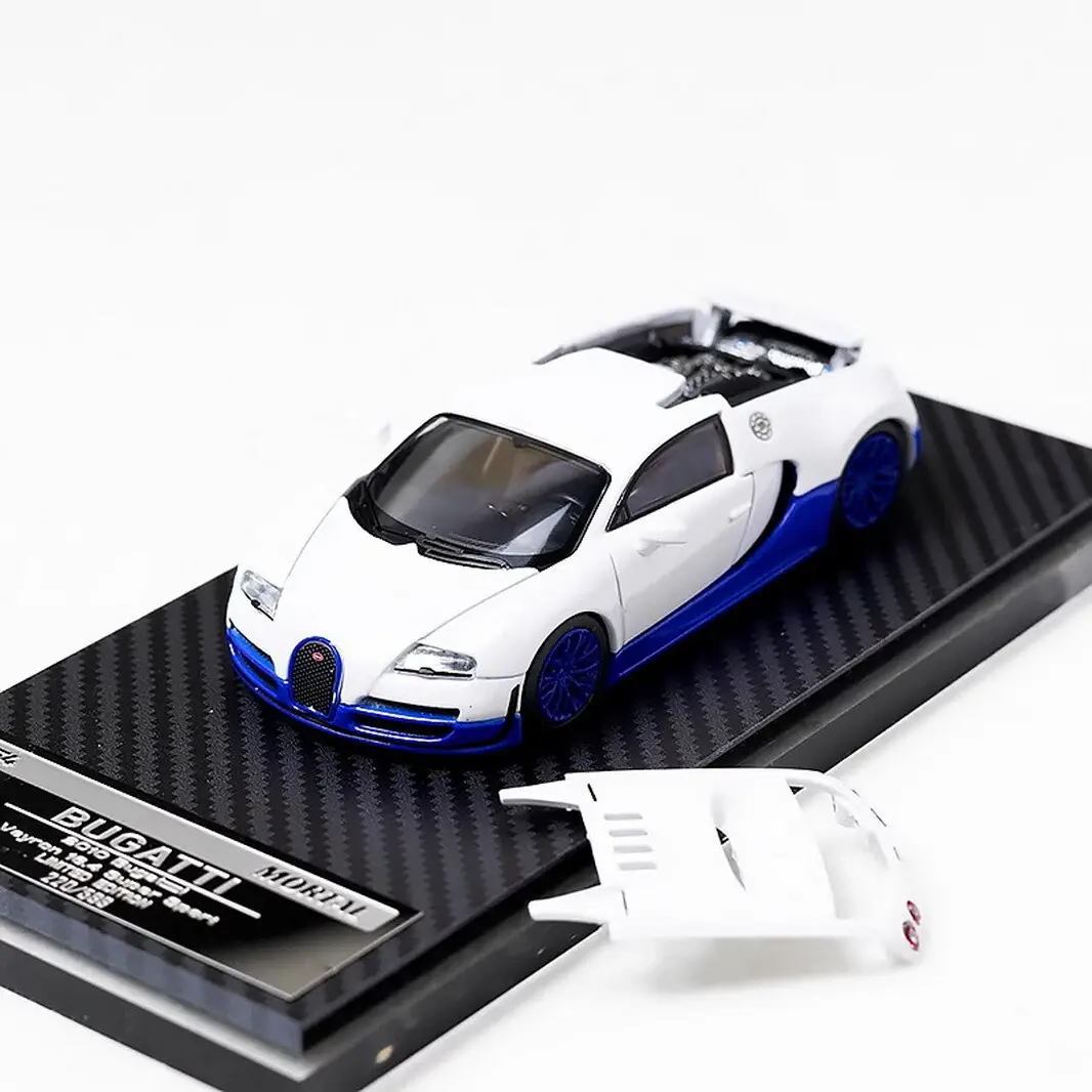 BUGATTI VEYRON WHITE PEARL BLUE 1/64 DIECAST CAR MODEL BY MORTAL MODELS 599 MADE