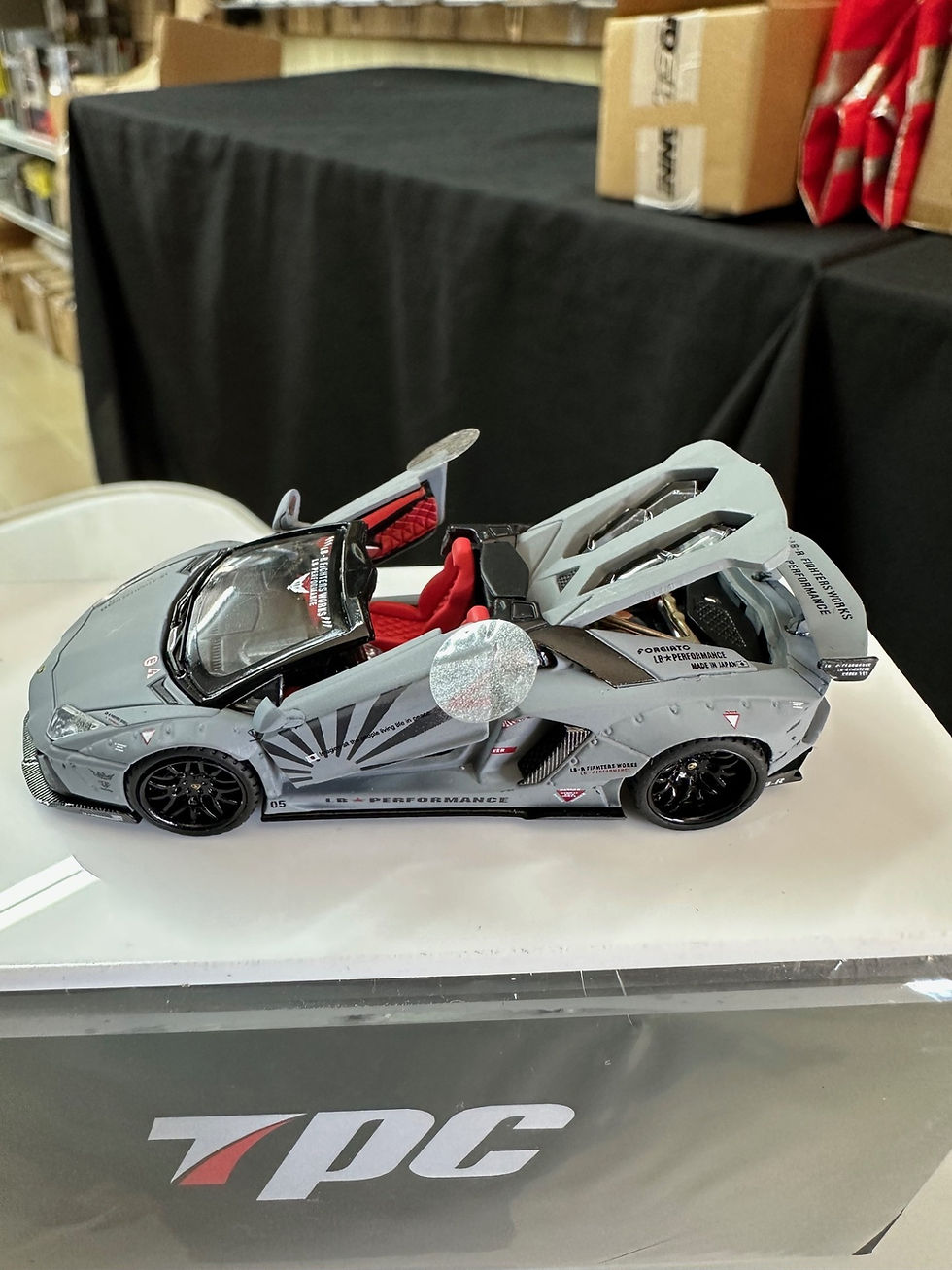 Thumbnail: LAMBORGHINI AVENTADOR LP700-4 COMBAT GREY FULLY OPENING 1/64 DIECAST CAR BY TPC