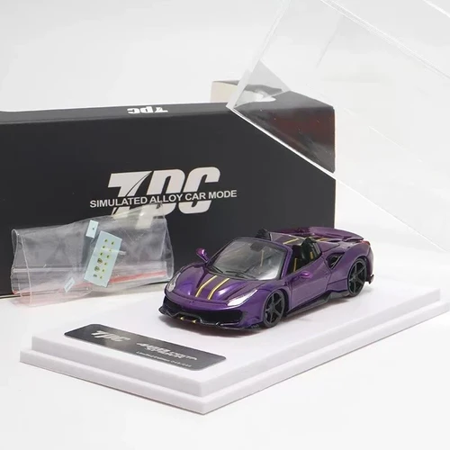 FERRARI 488 PISTA SPIDER PURPLE BLACK WHEELS 299 MADE 1/64 DIECAST