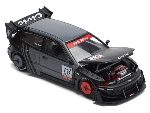 HONDA CIVIC EG6 PANDEM KANJOZOKU MATT BLACK 1/64 BY POP RACE