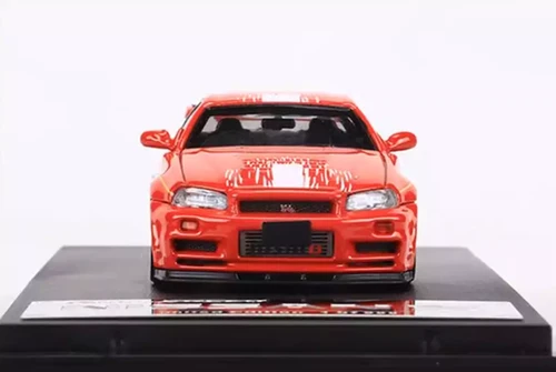 NISSAN SKYLINE GT-R R34 FAST & FURIOUS RED 1/64 DIECAST CAR MODEL