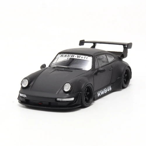 PORSCHE RWB 964 MATTE BLACK BLACK WHEELS 1/64 DIECAST CAR