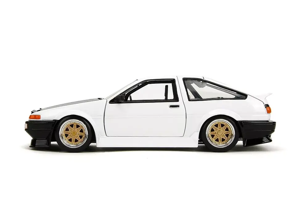 Thumbnail: TOYOTA TRUENO AE86 WHITE BLACK HOOD JDM TUNER 1/24 DIECAST CAR JADA TOYS 35956