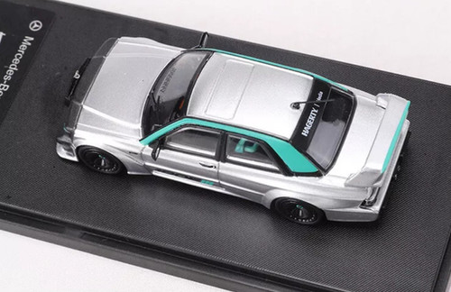 MERCEDES BENZ 190E EVO II SILVER 1/64 SCALE DIECAST CAR