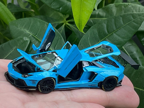 ミニカー LBWorksLamborghini Aventador Light Blue LAMBORGHINI AVENTADOR LBWK BB BLUE FULLY OPENING 1/64 DIECAST CAR