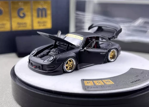PGM 1/64 ポルシェ RWB 993 Black-Gold JPS PORSCHE RWB 993 MATTE BLACK GOLD WHEELS LUXURY VERSION 1/64