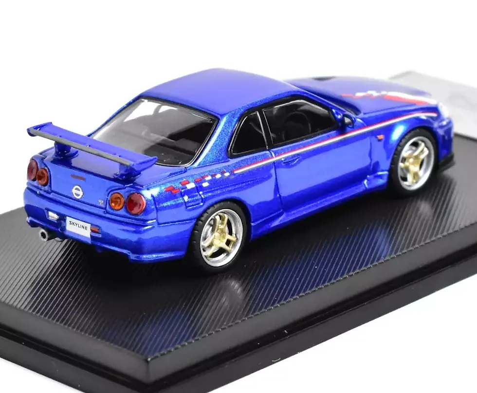 Thumbnail: NISSAN SKYLINE GT-R R34 BLUE NISMO 1/64 SCALE DIECAST CAR BY MY MODEL COLLECT MC