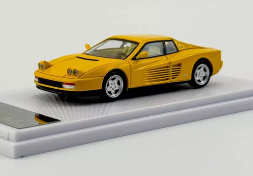 FERRARI TESTAROSSA YELLOW HOOD OPENS 1/64 SCALE DIECAST CAR MODEL