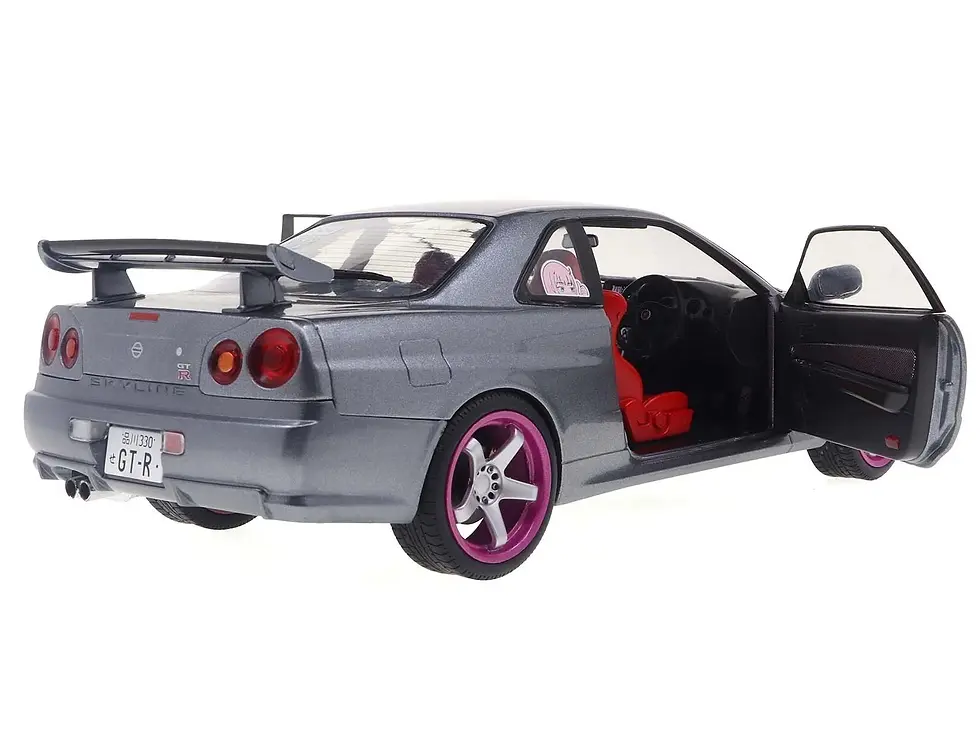 Thumbnail: 1999 NISSAN SKYLINE GT-R R34 SILVER 1/18 DIECAST CAR MODEL BY SOLIDO S1804310