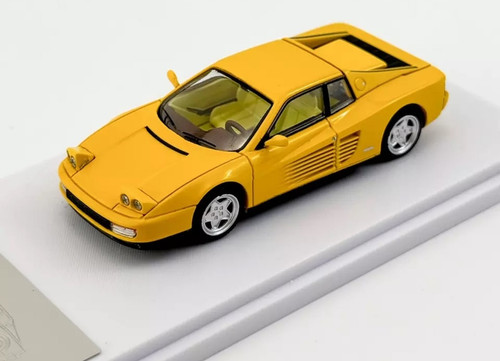 FERRARI TESTAROSSA YELLOW HOOD OPENS 1/64 SCALE DIECAST CAR MODEL