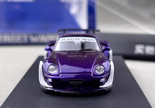 PORSCHE RWB 993 PURPLE METALLIC ARMY GIRL 1/64 DIECAST CAR BY