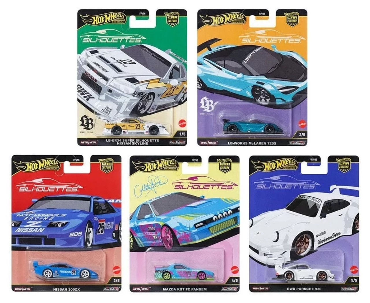 SILHOUETTES 2025G CASE SET OF 5 1/64 DIECAST BY HOT WHEELS FPY86-961G