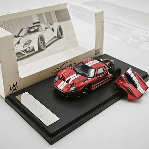 FORD GT40 TRANSPARENT RED MAGNETIC HOOD 1/64 DIECAST CAR BY RHINO