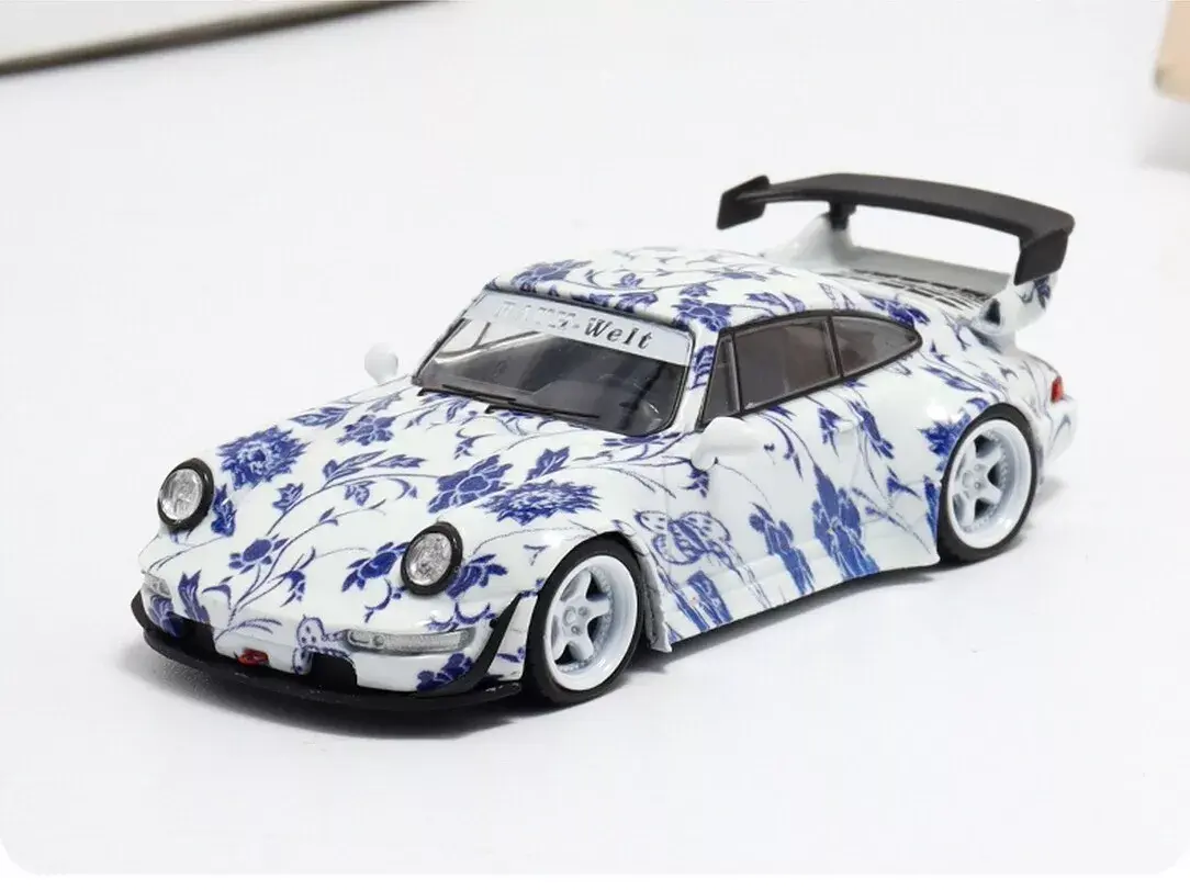 PORSCHE RWB 964 OCEAN LUMINOUS GITD 1/64 DIECAST CAR BY FLAME MODELS