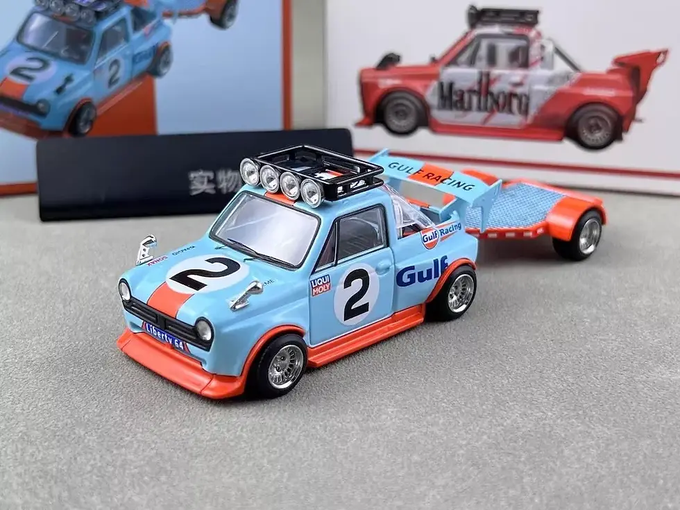 Thumbnail: HONDA N600 PICKUP TRUCK WITH TRAILER GULF 1/64 DIECAST CAR MODEL BY LIBERTY64