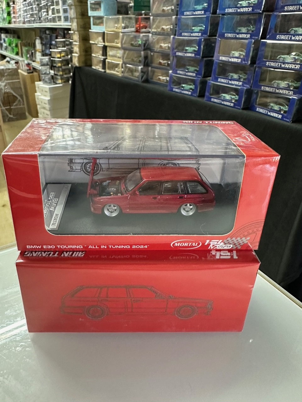Thumbnail: BMW E30 TOURING WAGON HOOD OPENS RED 1/64 DIECAST CAR MODEL BY MORTAL MODELS