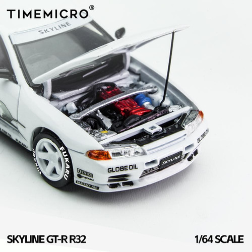 NISSAN SKYLINE GT-R R32 LOS SANTOS HOOD OPENS 1/64 DIECAST CAR BY