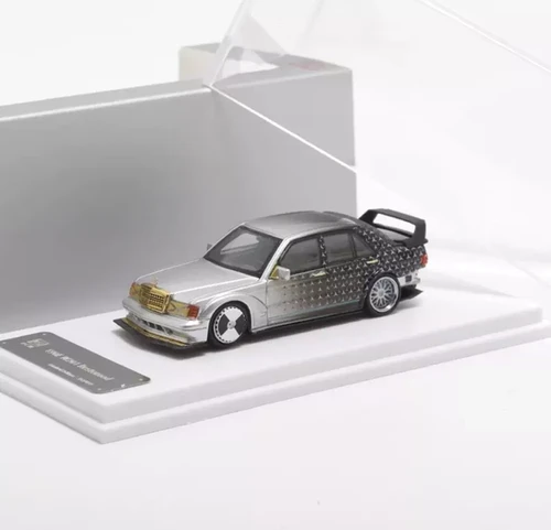 MERCEDES BENZ 190E EVO W201 STARS SILVER 1/64 SCALE DIECAST