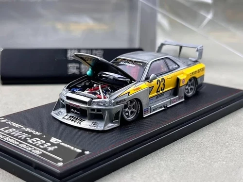 NISSAN SKYLINE GT-R ER34 LBWK VARNISH HOOD OPEN1/64 DIECAST CAR BY
