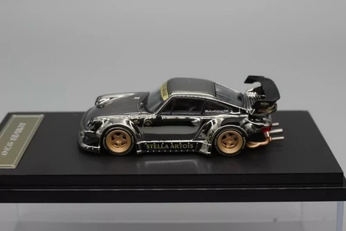PORSCHE RWB 930 STELLA ARTOIS ELECTROPLATED BLACK 1/64 DIECAST CAR