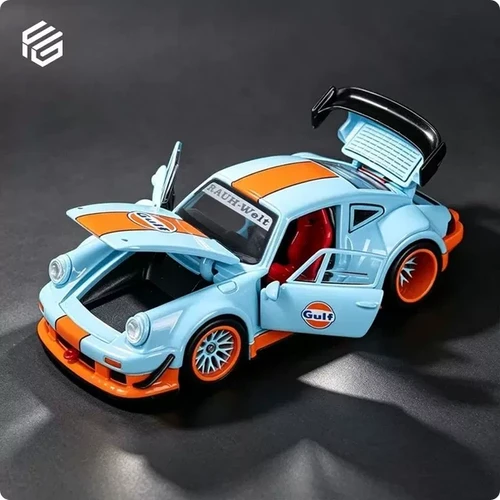 PORSCHE RWB 930 GULF LIVERY FULLY OPENING 1/64 DIECAST CAR BY FG