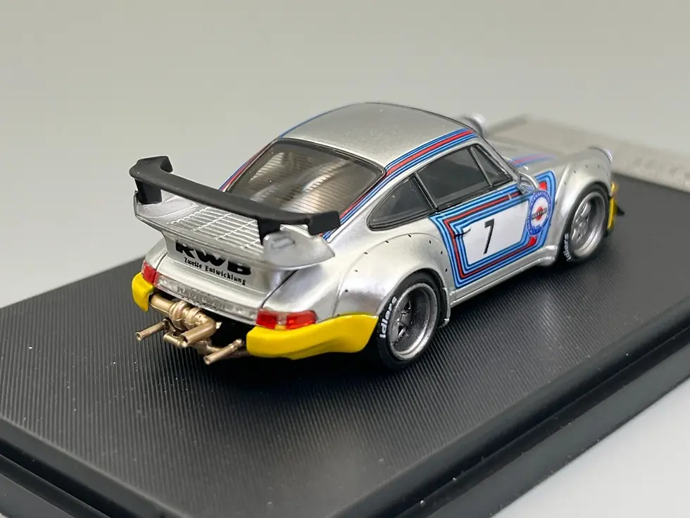 Thumbnail: PORSCHE RWB 964 WIDEBODY MATTE SILVER MARTINI 1/64 DIECAST CAR BY STREET WEAPON