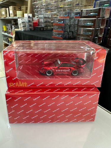 PORSCHE RWB 964 SUPREME LIVERY RED CHROME 1/64 DIECAST CAR MODEL