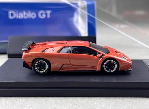LAMBORGHINI DIABLO GT 1998 HOOD OPENS ORANGE 1/64 DIECAST CAR BY