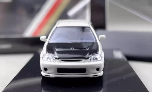 HONDA CIVIC TYPE R EK9 WHITE HOOD COMES OFF 1/64 DIECAST CAR BY