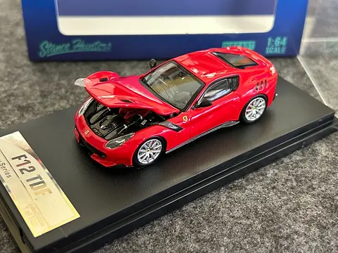 FERRARI F12 TDF RED HOOD OPENS 1/64 DIECAST CAR MODEL BY STANCE