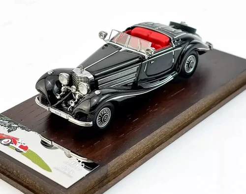 MERCEDES BENZ 500K CONVERTIBLE BLACK 1/64 DIECAST CLASSIC CAR BY