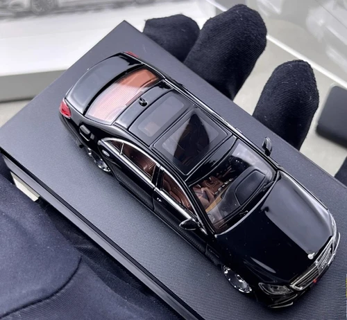 MERCEDES BENZ AMG S63 HOOD OPENS BLACK LOWRIDE 1/64 CAR BY RHINO