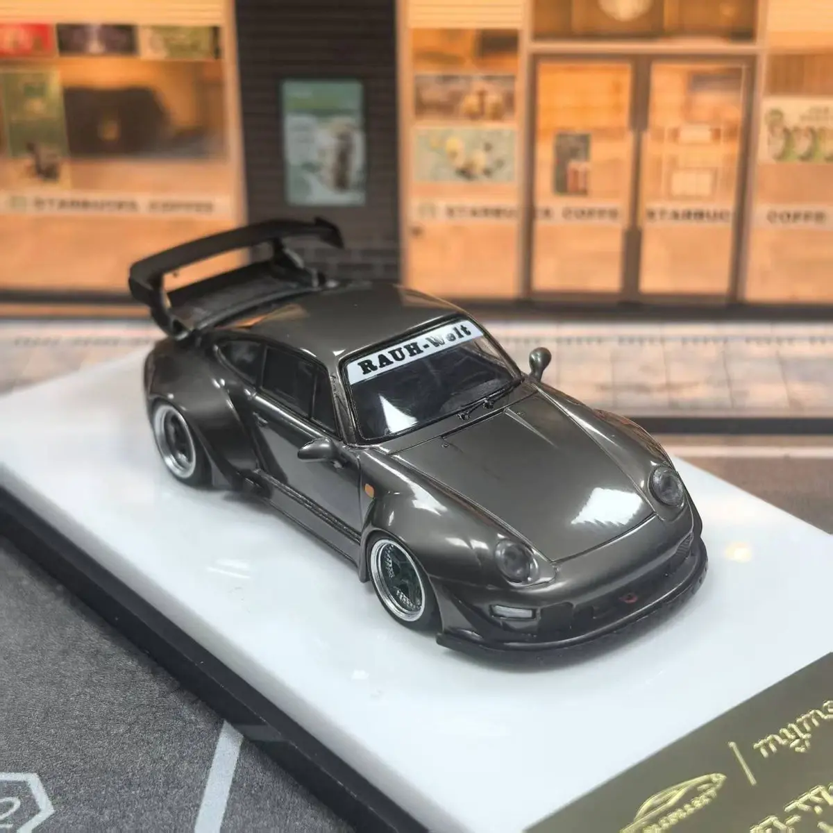 PORSCHE RWB 993 CHROME PEARL GRAY 1/64 DIECAST CAR MODEL BY MY MODEL COLLECT MC