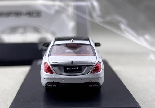 MERCEDES BENZ AMG S63 SEDAN HOOD OPENS SILVER 1/64 DIECAST CAR BY