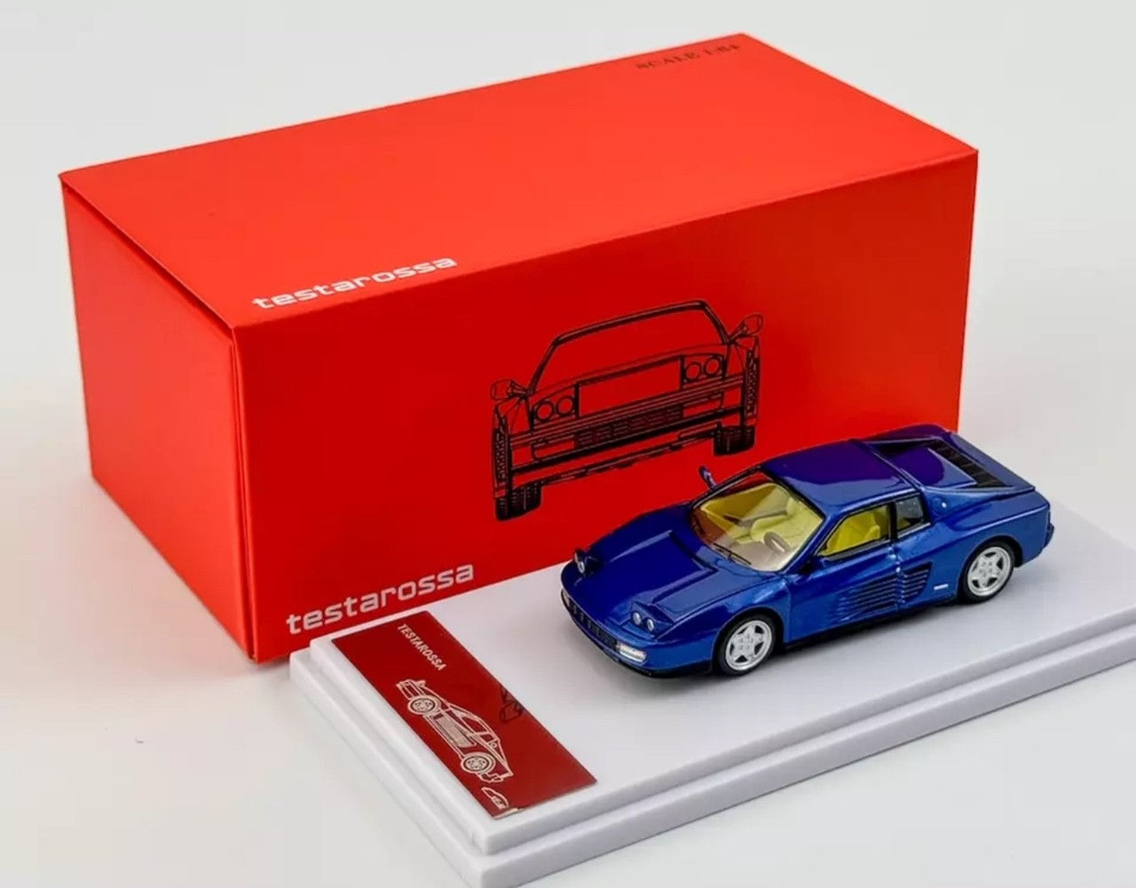FERRARI TESTAROSSA BLUE HOOD OPENS 1/64 SCALE DIECAST CAR MODEL BY XF MODELS