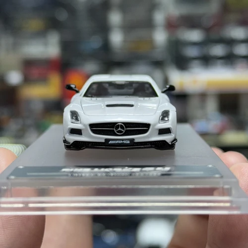 MERCEDES BENZ SLS AMG BS WHITE WITH OPENINGS 1/64 DIECAST CAR BY