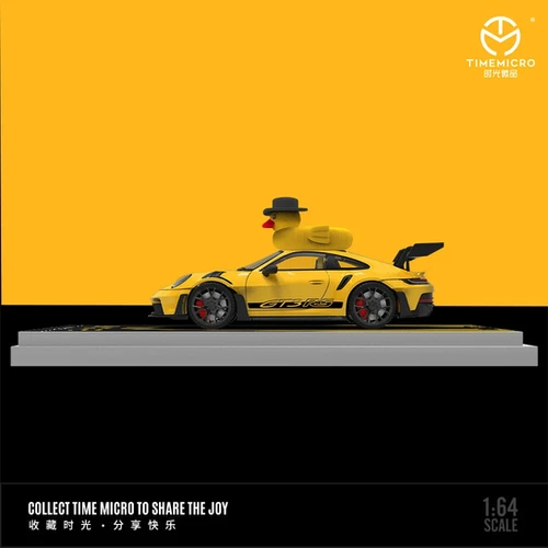 PORSCHE 992 GT3 RS YELLOW WITH DUCK FIGURE 1/64 DIECAST CAR BY
