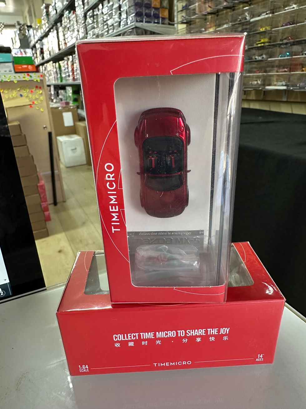 Thumbnail: MAZDA MIATA MX5 RED WITH TONGUE & FIGURE 1/64 DIECAST CAR MODEL BY TIME MICRO