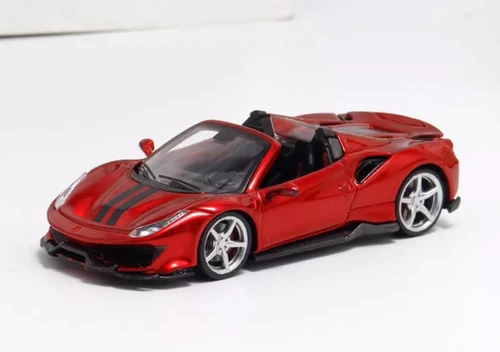 FERRARI 488 PISTA SPIDER WINE RED SILVER WHEELS 299 MADE 1/64