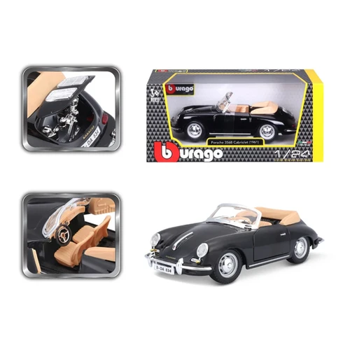 1961 PORSCHE 356 B CABRIOLET BLACK 1/24 DIECAST CAR MODEL BY