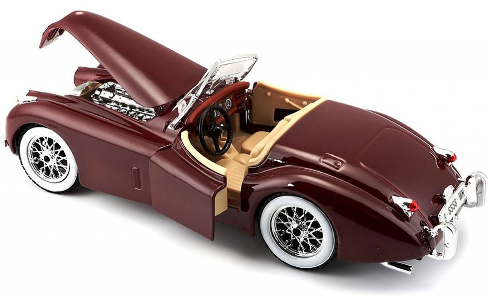Thumbnail: 1951 JAGUAR XK 120 ROADSTER BURGUNDY 1/24 DIECAST CAR MODEL  BY BBURAGO 22018