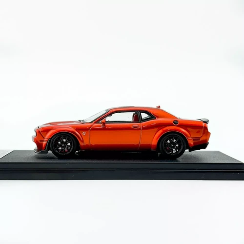 DODGE CHALLENGER SRT HELLCAT FLAME ORANGE HOOD OPENS 1/64 BY