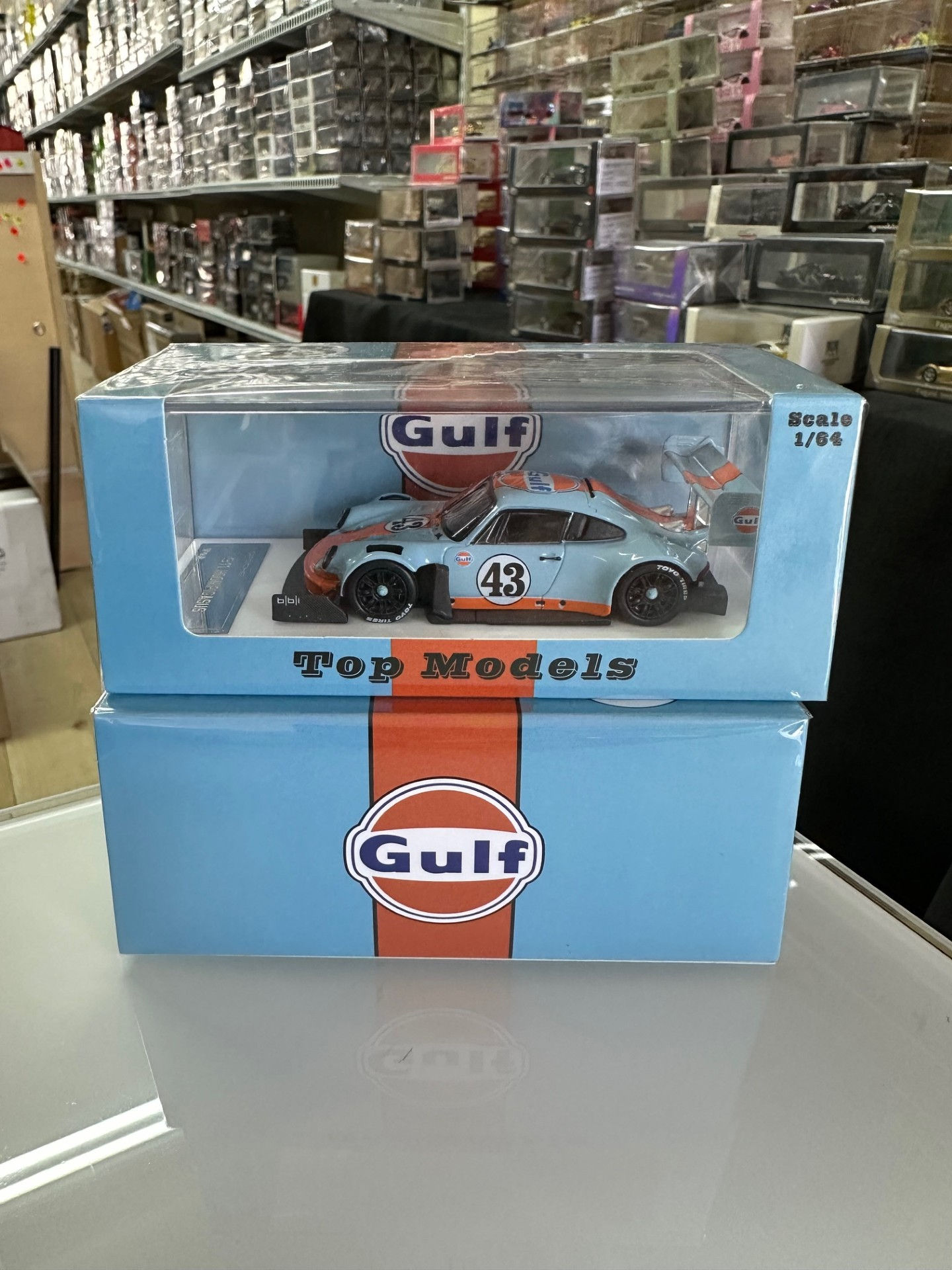 PORSCHE 911 SVRSR HOONIPIGASUS GULF LIVERY 1/64 DIECAST CAR BY TOP MODELS