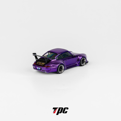 PORSCHE RWB 964 CHROME PURPLE CARBON FIBER 1/64 DIECAST CAR MODEL