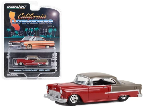 1955 CHEVROLET BEL AIR LOWRIDER RED & BRONZE 1/64 DIECAST BY